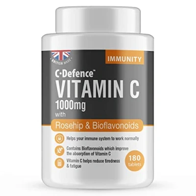 Image of Vitamin C 1000mg with Rosehip and Bioflavonoids 180 Tablets, Defence Immunity Tablets 6 Months supply