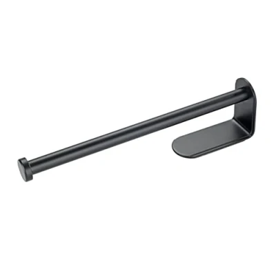 Image of WENKO kitchen roll holder Nio, practical made of aluminium, self adhesive and perfect for attaching to tiles or under cupboards, dimensions (W x H D): 27.5 4.5 x, 7 cm, black