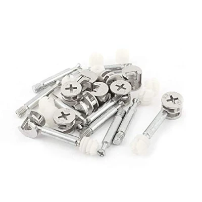 Image of Preamer 20 Sets Furniture Side Connecting 15x12mm Cam Fitting Dowel Pre inserted Nut