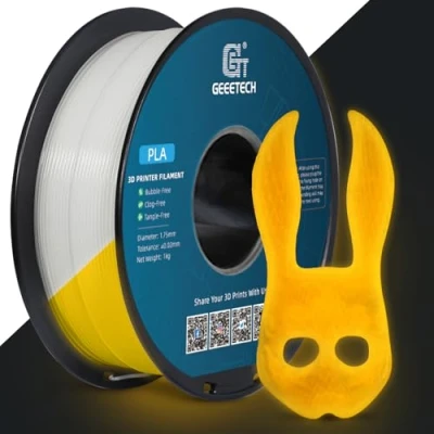 Image of GEEETECH PLA Glow 3D Printer Filament,Glow in The Dark Filament 1.75mm, 1KG Spool (2.2 LBS) Printing for Printers, Luminous Orange Yellow……