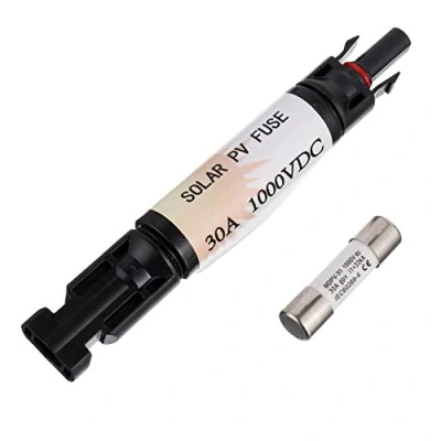 Image of HUAREW 30A Solar Panel Fuse Holder and Fuse, Waterproof Inline PV 1000VDC for Controller, Black