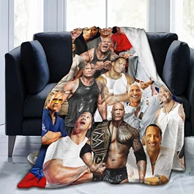 Image of QapLWczK Blanket Dwayne Douglas Johnson Soft and Comfortable Wool Fleece Throw Blankets for Sofa Office car Camping Yoga Travel Home Decoration Cozy Plush Beach Gift80 x60