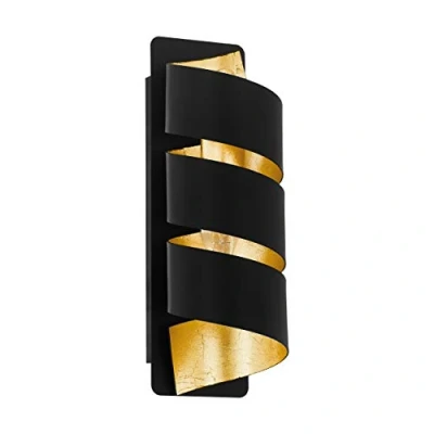 Image of Eglo Elizondo Indoor Wall Light, Vintage and Industrial Design lamp with Black Gold Steel, Living Room Hallway Lighting Fixture, Spotlight E14 Socket