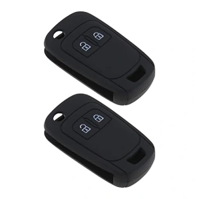 Image of eMagTech 2pcs 2 Button Key Cover Car Smart Remote Control Case Shell Protector Skin Jacket Anti fall Silicone Compatible with Vauxhall Opel Chevrolet Black