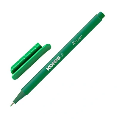 Image of Kores K Liner Green Fineliners 0.4mm Colouring Pens, Fineliner Marker Art Journaling Supplies, University Essentials, School Supplies Pack of 12