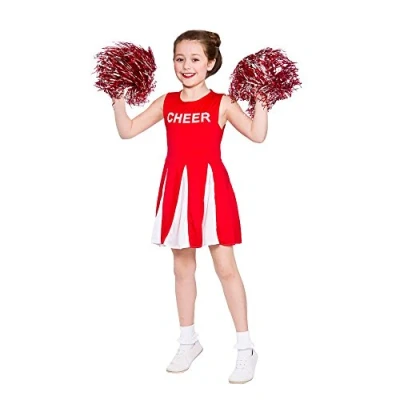 Image of Girls Red Cheerleader Fancy Dress Costume Medium (5 7 Years)