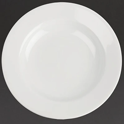 Image of Classic White Rimmed Plate Wide Rim. Dimensions: 160mm (6.25&quot;&quot;). Box quantity: 12.
