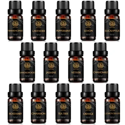 Image of Top 14 100% Pure Aromatherapy Essential Oil Set for Diffuser (Jasmine,Sandalwood,Frankincense,Vetiver,Lavender,Eucalyptus, Orange,Lemon and Others),Therapeutic Grade Oils Humidifier