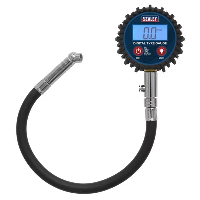 Image of Sealey Digital Tyre Pressure Gauge with Push On Connector