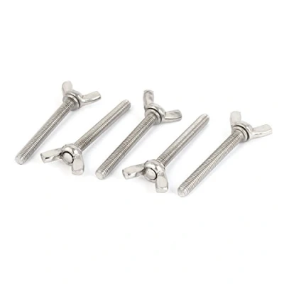 Image of Sourcingmap M6 x 50mm Thread 304 Stainless Steel Wing Bolt Butterfly Screw Fastener 5pcs