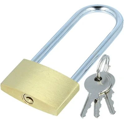 Image of Brass 40mm Long Shackle Padlock with 3 Keys High Security Door/Gate/Shed/Garage Lock
