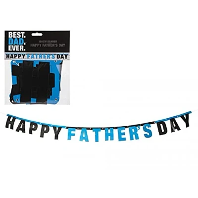 Image of Homestreet Bunting &#039;HAPPY FATHER&#039;S DAY&#039; 180 cm Banner Decoration Best Dad Ever Black Blue Party Long Value Card