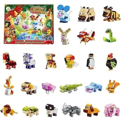 Image of Christmas Advent Calendar 2023, animal Toy, 24 Days of Countdown with Surprise Toys Gifts for Kids Adult, Compatible Lego