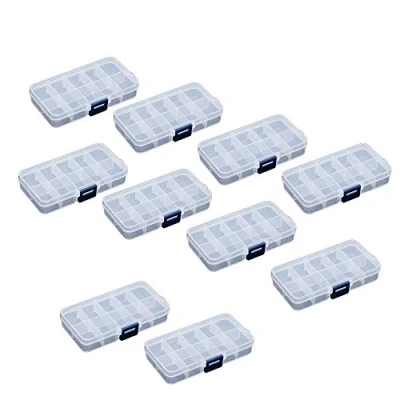 Image of Ardisle 10 Pack Compartment Organiser Storage Plastic Box Craft Nail Art Beads Gem Bits Small Screws Seperator Split Shot Unit Boxe