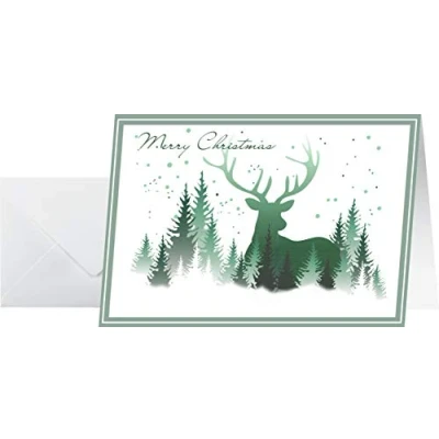 Image of SIGEL DS063 Christmas cards 2 folds, 10.5 x 14.8 cm, Green, 25 Pieces + White envelopes included, easy to print