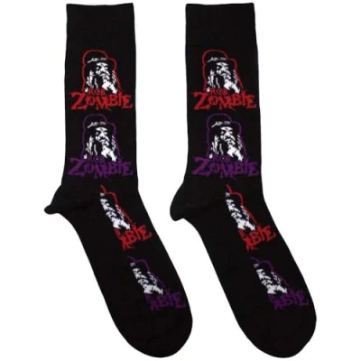 Image of Rock Off officially licensed products Rob Zombie Multicolour Logo Repeat Ankle Socks UK Size 7 11, black, M