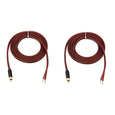 Image of Dedjgoo 2Pcs RCA Speaker Cable Bare Wire to Plug,Replace Plug Connector Adapter Open Audio