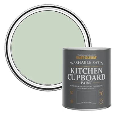 Image of Rust Oleum Green Scrubbable Kitchen Cupboard Paint in Satin Finish Laurel 750ml