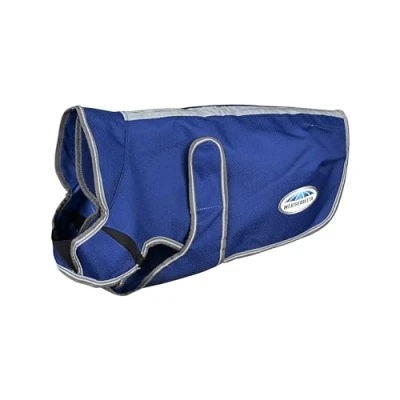 Image of WeatherBeeta ComFiTec Premier Free Duo Deluxe Parka Dog Coat, Dark Blue/Grey/White, 60cm