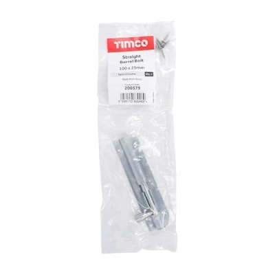 Image of Straight Barrel Bolt 100 x 25mm Satin Chrome