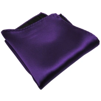Image of TigerTie woven Designer Satin silk handkerchief in dark purplemonochrome Pochette 30 x cm 100% pure