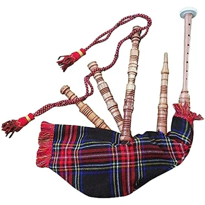 Image of children&#039;s playable bagpipes Child Bagpipe/Kids Toy Bagpipe Free 2 Reeds with Bag (Scottish National Tartan)