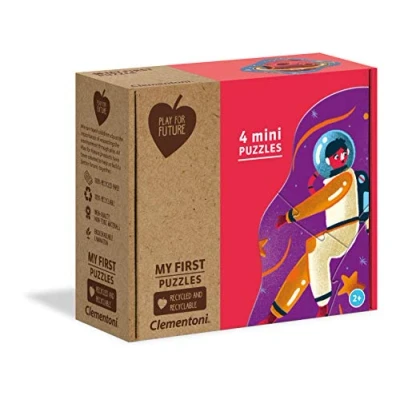 Image of Clementoni 20822 My First puzzle Play for Future Over The Moon 3+6+9+12 pieces Made in Italy 100% recycled materials, jigsaw kids