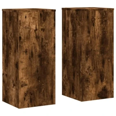 Image of vidaXL Plant Stands Smoked Oak Engineered Wood 30x30x70 cm Set of 2 for Indoor/Outdoor Use