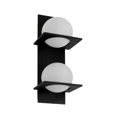 Image of Lucande wall light Kulka, 2 bulb, black, glass, G9