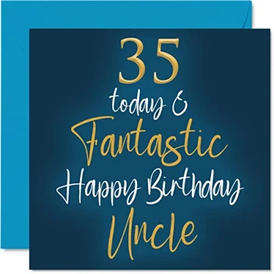 Image of Fantastic 35th Birthday Cards for Uncle 35 Today &amp; Happy Card from Niece Nephew, Gifts, 145mm x Greeting Gift
