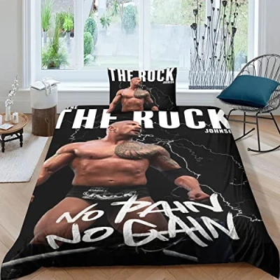 Image of BYTUGI The Rock Duvet Cover Set 3D Printed Quilt Soft Microfiber Bedding with Zipper Closure for Children And Adults Single（135x200cm）