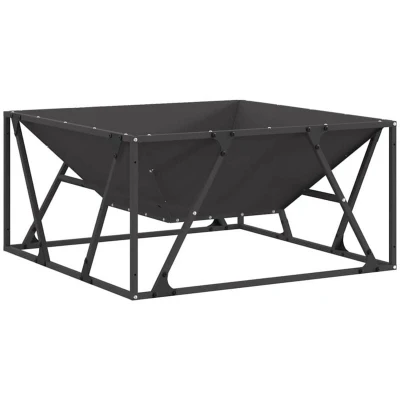 Image of vidaXL Fire Pit Square Black 80x80x40 cm Steel