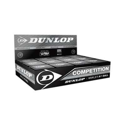Image of Dunlop Squash Balls Competition Yellow, 12 Balls, for Beginners and Advanced Players Slow Speed