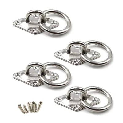 Image of M6 Ceiling Hook Pad Eye Plate 304 Stainless Steel Wall Mount Heavy Duty for Hanging (Pack of 4,Screws Included)