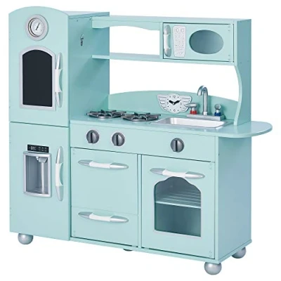 Image of Teamson Kids Mint Wooden Toy Kitchen with Fridge Freezer and Oven TD 11414M