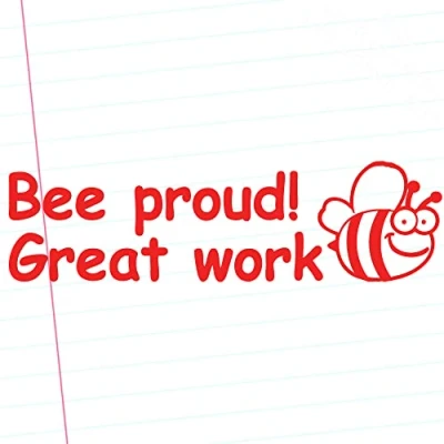 Image of Bee Proud! Great Work, Red Ink, Self Inking Teacher Stamper.