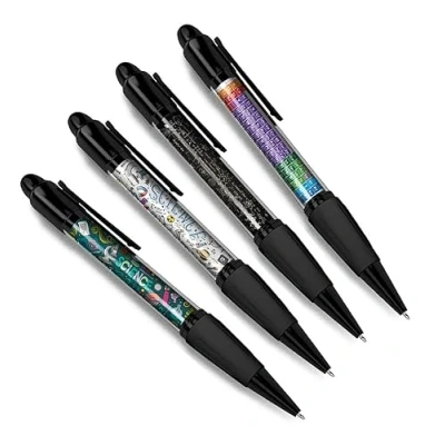 Image of DV DESIGN Set of 4 Science Black Ballpoint Pens Periodic Table Biology Chemistry Teen Theme Gift