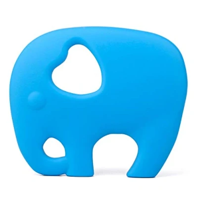 Image of PREMYO Teething Toy for Baby Teether Silicone Soothes Sore Gum Pain Easy to Grab BPA Free Elephant Blue