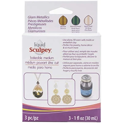 Image of Sculpey Polyform Liquid Medium Glam Metal 3 x 29 ml, Gold,Bronze