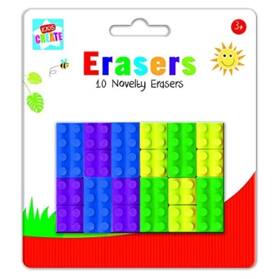 Image of Anker Kids Create, Arts &amp; Crafts, Brick Shape Erasers, Assorted, 29.7x21x2 cm