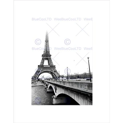 Image of Wee Blue Coo Landmark Eiffel Tower Paris France Misty Black White Wall Art Print