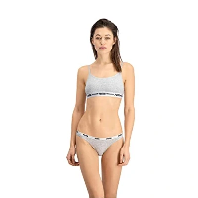 Image of Puma Women&#039;s Iconic (2 Pack) Bikini style underwear, Gray/Gray, L UK