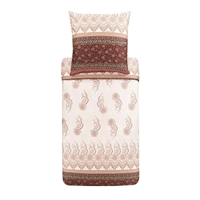 Image of Bassetti Oristano 41 9323446 Bed Linen Set Cotton Mako Satin Beige 2 Piece with Zip 155 cm x 220 80
