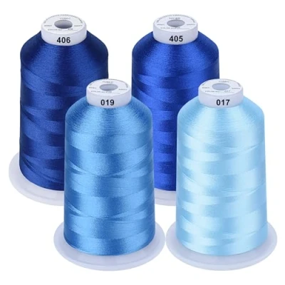 Image of Simthread Machine Embroidery Thread 5000M King Spools Blue Colors for Brother/Babylock/Bernette/Janome/Singer/Kenmore Sewing and