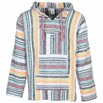 Image of Siesta Baja Hoodie Mexican Jerga Hooded Top Hippie Festival Jumper for Men and Women Sugar Stripe XL