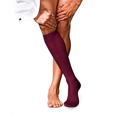 Image of FALKE Men&#039;s No. 7 M KH Wool Long Plain 1 Pair Knee High Socks, Red (Barolo 8596), 8