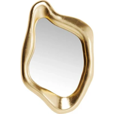 Image of Kare Design Mirror Hologram, Gold, Glass, Organic Shape, Elegant Style, Hanging Mirror, 68x117cm, Room Decor, Wall Decor for Living Room, Bedroom, Hallway