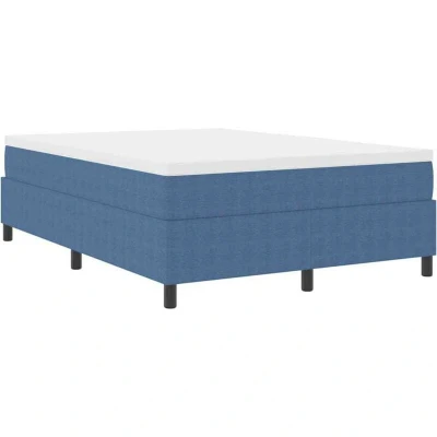 Image of vidaXL Box Spring Bed with Mattress in Blue, 140x200 cm, Corduroy Fabric