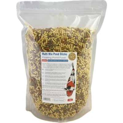 Image of Pond Friend Food Sticks Multi Mix Variety Blend Of Staple Growth Koi &amp; Colour Fish 1kg 1L)