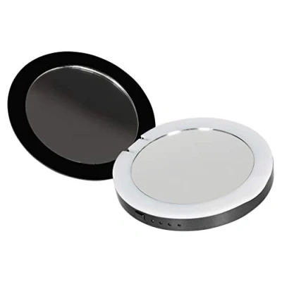 Image of Status Compact Mirror 3000mAh Portable Power Bank with LED Illumination Black